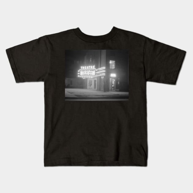 Movie Theater at Night, 1941. Vintage Photo Kids T-Shirt by historyphoto